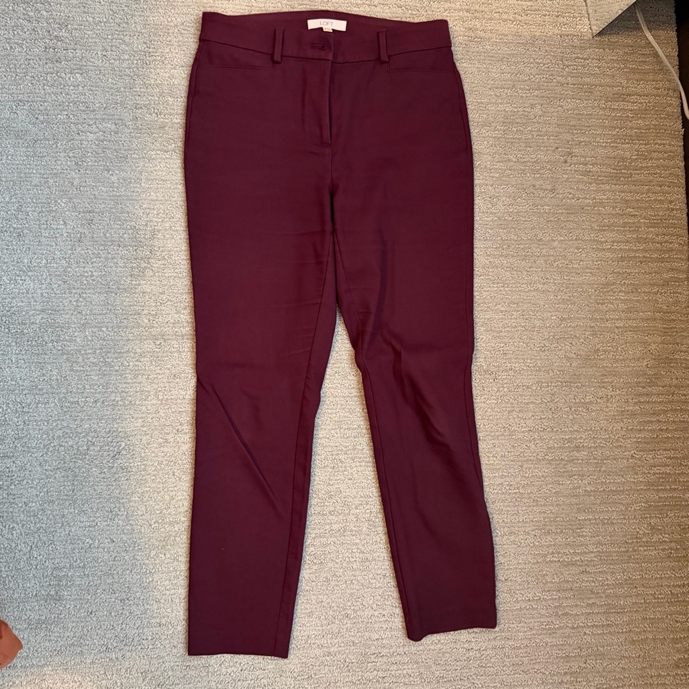 LOFT Burgundy Ankle Pants